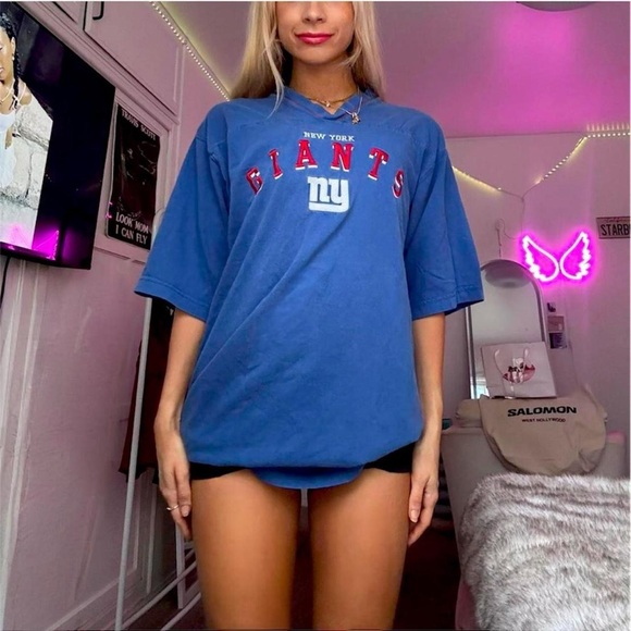 new york city giants football nfl embroidered blue vintage oversized t shirt - Picture 6 of 8